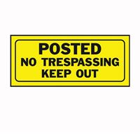 Hy-Ko 23004 Fence Sign, Rectangular, POSTED NO TRESPASSING KEEP OUT, Black Legend, Yellow Background, Plastic, Pack of 5 