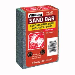 Allway Tools MF Sand Bar, 4 in L, 2-1/2 in W, Fine, Medium, Aluminum Oxide Abrasive, Pack of 10 