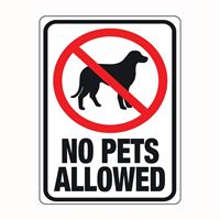 Hy-Ko 20616 Identification Sign, Rectangular, NO PETS ALLOWED, Black/Red Legend, White Background, Plastic, Pack of 10 