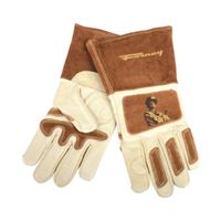 ForneyHide 53411 Welding Gloves, Mens, XL, Gauntlet Cuff, Brown/White, Reinforced Crotch Thumb 