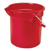 Brute FG296300RED Bucket, 10 qt Capacity, 10-1/2 in Dia, Plastic, Red, Pack of 12 