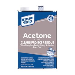 Klean Strip GAC18 Acetone Thinner, Liquid, Characteristic Ketone, Sweet Pungent, Clear, 1 gal, Can, Pack of 4 