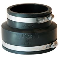 Fernco P1006-44 Flexible Coupling, 4 x 4 in, PVC, Black, 4.3 psi Pressure 