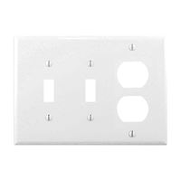 Eaton Wiring Devices PJ28W Combination Wallplate, 4-7/8 in L, 6-3/4 in W, 3 -Gang, Polycarbonate, White, Pack of 15 