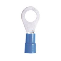 Gardner Bender 20-103 Ring Terminal, 600 V, 16 to 14 AWG Wire, #4 to 6 Stud, Vinyl Insulation, Copper Contact, Blue 