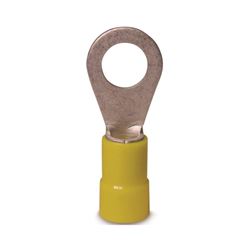 Gardner Bender 20-107 Ring Terminal, 600 V, 12 to 10 AWG Wire, 12 to 1/4 in Stud, Vinyl Insulation, Copper Contact, Yellow, 14/PK 