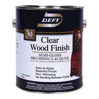 Deft 011-01 Brushing Lacquer, Semi-Gloss, Liquid, Clear, 1 gal, Can, Pack of 4 