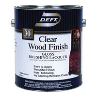Deft 010-01 Brushing Lacquer, Gloss, Liquid, Clear, 1 gal, Can, Pack of 4 