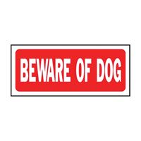 Hy-Ko 23001 Fence Sign, Rectangular, BEWARE OF DOG, White Legend, Red Background, Plastic, 14 in W x 6 in H Dimensions, Pack of 5 