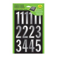 Hy-Ko MM-32N Prism Number Set, 2 in H Character, Silver Character, Vinyl, Pack of 5 