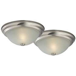 Boston Harbor Flush Mount Ceiling Fixture, 120 V, 60 W, A19 or CFL Lamp, Brushed Nickel Fixture, Pack of 2 