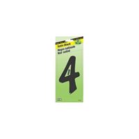 Hy-Ko BK-40/4 House Number, Character: 4, 4 in H Character, Black Character, Zinc, Pack of 5 