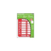 Hy-Ko KIT-603 Static Cling Kit, BUSINESS HOURS, Red Legend, White Background, Plastic, 8-1/2 in W x 12 in H Dimensions, Pack of 3 