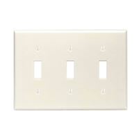 Leviton 001-86011-000 Wallplate, 4-1/2 in L, 2-3/4 in W, 3 -Gang, Thermoset, Ivory, Smooth 