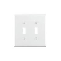Leviton 002-80709-00W Wallplate, 4-1/2 in L, 2-3/4 in W, 2 -Gang, Nylon, White, Smooth 