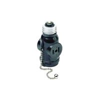 Leviton 007-01406-000 Lamp Holder Adapter, 660 W, 2-Outlet, Black 