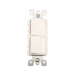 Leviton 012-05643-00W Combination Switch with Ground Screw, 15 A, 120/277 V, SPST, Lead Wire Terminal, White