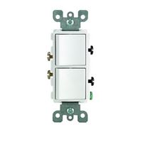 Leviton R62-05634-0WS Combination Switch, 15 A, 120/277 V, SPST, Lead Wire Terminal, Thermoplastic Housing Material 