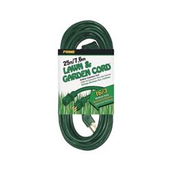 Prime EC880625 Extension Cord, 16 AWG Cable, 25 ft L, 13 A, 125 V, Green 