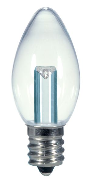 0.5W LED C7 Night Light Bulb - Candelabra Base - Clear - 2700K - 120V
