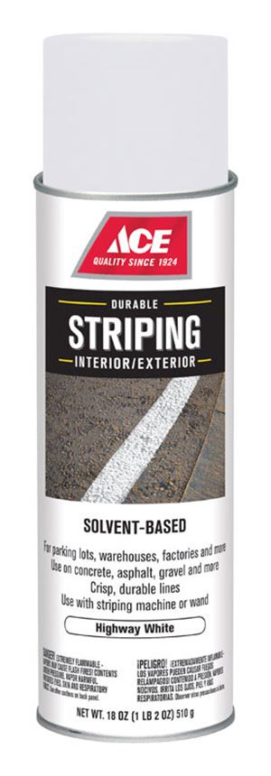 Ace  Striper  White  Solvent-Based Striping Paint Spray  18 oz.
