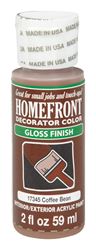 Homefront Decorator Color Interior/Exterior Acrylic Latex Paint Coffee Bean Gloss 2 oz. 