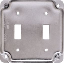 Raco Square Steel 2 gang Electrical Cover For 2 Toggle Switches Gray 