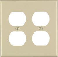 Leviton 2 gang Ivory Thermoset Plastic Duplex Outlet Wall Plate 1 pk 