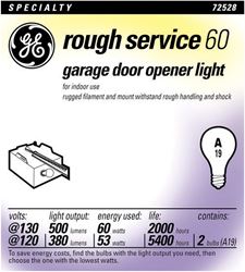 GE rough service Incandescent Light Bulb 53/60 watts 380/500 lumens A-Line A19 Medium Base (E26 