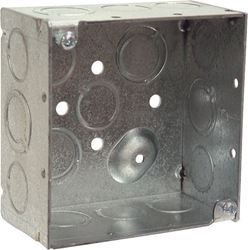 Raco 4 in. H Square 2 Gang Junction Box 1/2 in. Gray Steel 