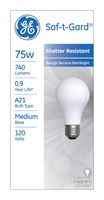 GE  Saf-T-Gard  Incandescent Light Bulb  75 watts 740 lumens 2800 K A-Line  A21  Medium Base (E26) 