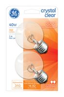 GE Incandescent Light Bulb 40 watts 310 lumens 2500 K Globe G16-1/2 Medium Base (E26) 2 pk 