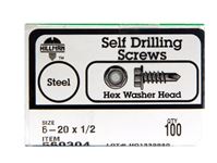 Hillman Hex Washer Hex Drive Self Drilling Screws Steel 6-20 x 1/2 in. L 100 per box 