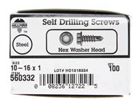 Hillman Hex Washer Hex Drive Self Drilling Screws Steel 10 x 1 in. L 100 per box 