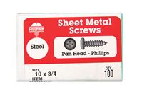 Hillman Pan Head Phillips Drive Sheet Metal Screws Steel 10 x 3/4 in. L 100 per box 