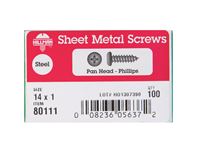 Hillman Pan Head Phillips Drive Sheet Metal Screws Steel 14 x 1 in. L 100 per box 