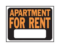 Hy-Ko  English  9 in. H x 12 in. W Plastic  Sign  Apartment for Rent 
