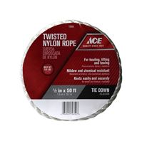 Ace  1/2 in. Dia. x 50 ft. L Twisted  Nylon  Rope  White 