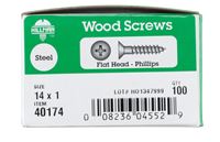 Hillman Flat Wood Screw No. 14 x 1 in. L Zinc Steel 100 pk 