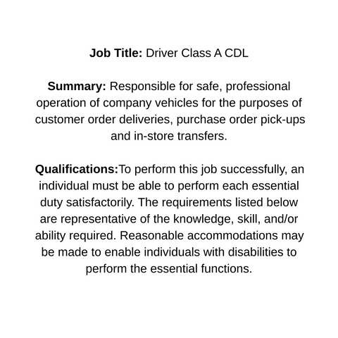 Driver Class A CDL