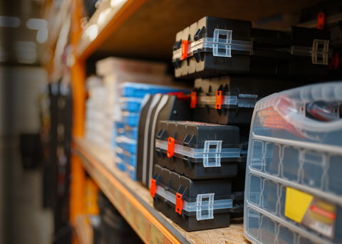 Nails, screws, fasteners, brackets, and other essential hardware components for home improvement projects.