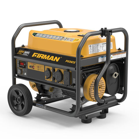 Firman P03613 Portable Generator with CO Alert, 30 A, 120 VAC, 4550/3650 w Gasoline, 5 gal Tank, 14 hr Run Time, Recoil Start
