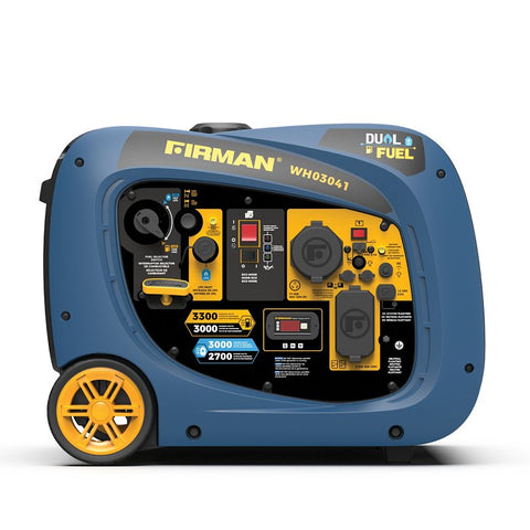 Firman WH03041 Portable Inverter Generator, 30 A, 120 VAC, Gasoline, LPG, 1.8 gal Tank, 9 hr Run Time, Recoil Start