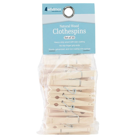 Whitmor 6026-855 Cloth Pin, 0.38 in W, 3.38 in L, Wood, Natural