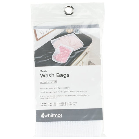 Whitmor 6154-140 Wash Bag, Nylon Bag, White, 6 in W, 10 in H, 1/2 in D