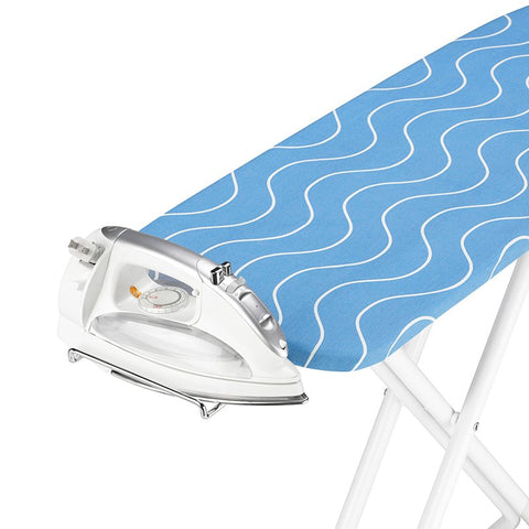 Whitmor 5920-16493 Ironing Board, 54 in L x 13-1/2 in W Board, Blue Board, Adjustable, Perforated Top Board