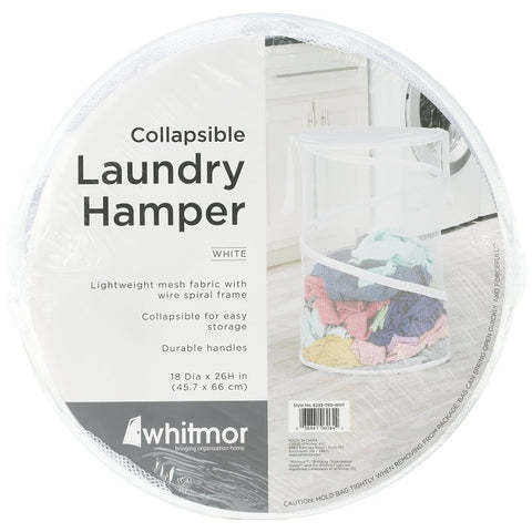 Whitmor 6233-1160-WHT Laundry Hamper, White, 18 in W, 26 in H, 18 in D