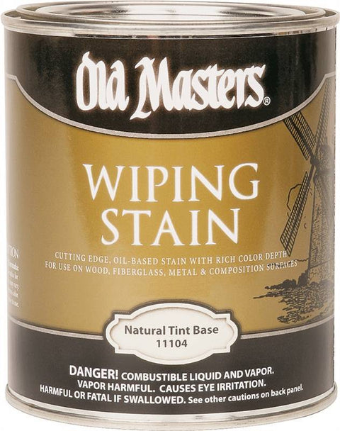 Old Masters 11104 Oil Based Wiping Stain, 1 qt Can, 500 sq-ft/gal, 111 Natural Tint Base