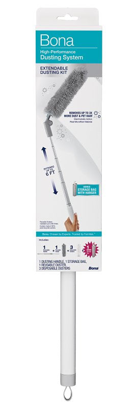 Bona WM710013638 Extendable Dusting Kit, 11 in W Head, Microfiber Head, 72 in L Handle