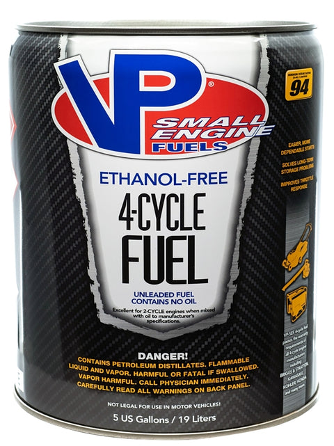 VP Racing 6202 4-Cycle Small Engine Fuel, Aromatic Hydrocarbon, Colorless, 5 gal Pail
